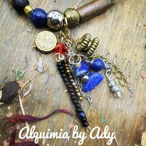Lapis Charm Bracelet – Chilean Stone, Artisan Beads & Symbolic Accents